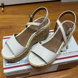 Women's Cream Wedge Sandals